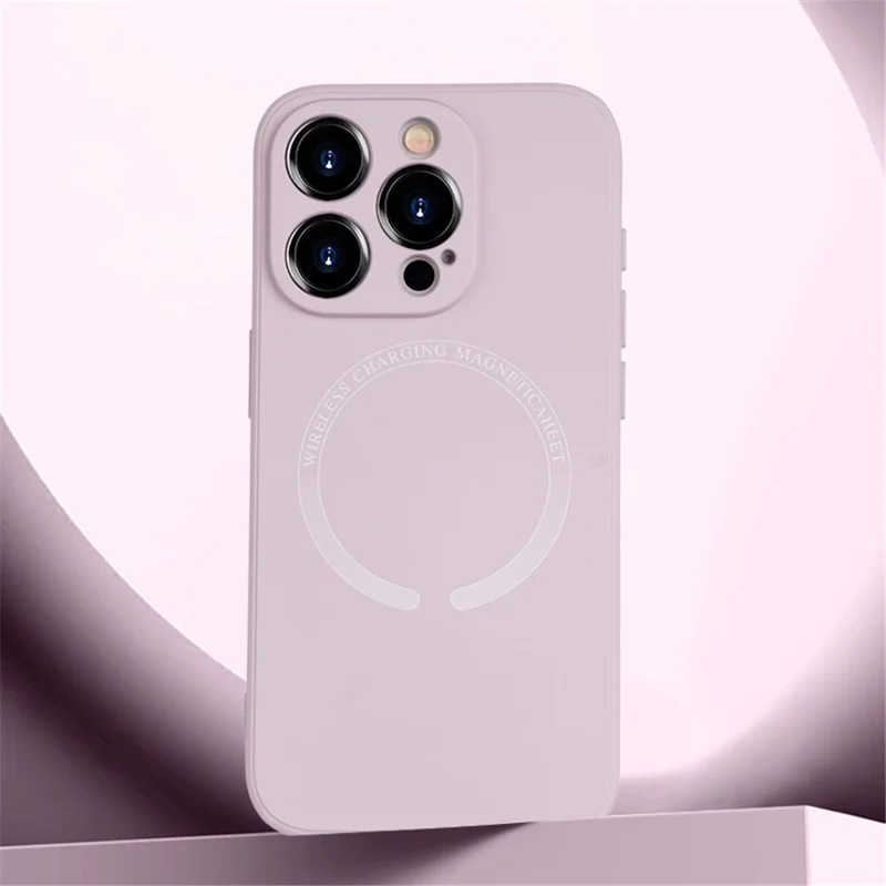 For iPhone 15 Pro Magnetic Case Anti-scratch PU Leather Coated TPU Phone Cover - Pink