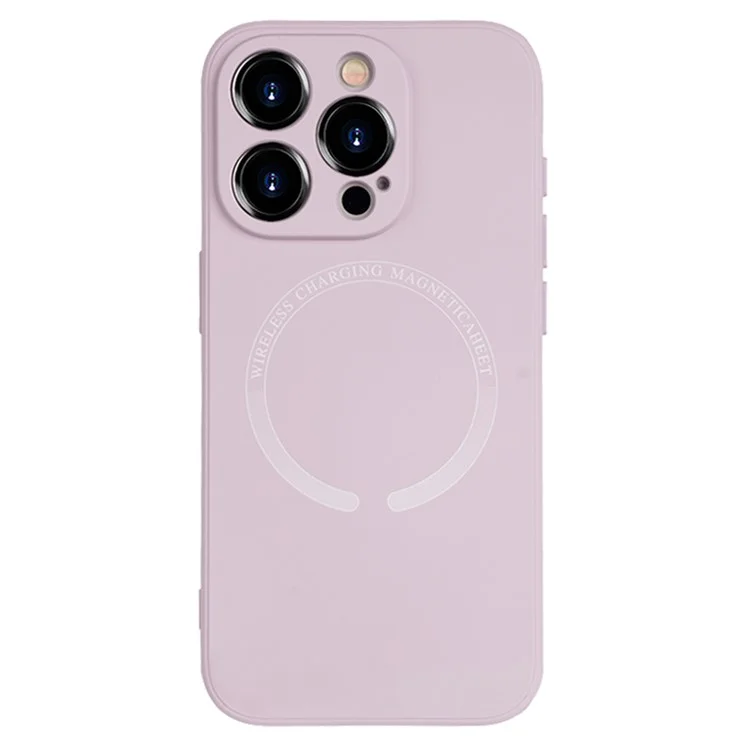 For iPhone 15 Pro Max Magnetic Case PU Leather Coated TPU Drop-resistant Phone Cover - Pink