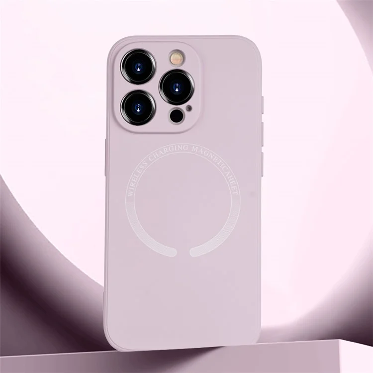 For iPhone 15 Pro Max Magnetic Case PU Leather Coated TPU Drop-resistant Phone Cover - Pink