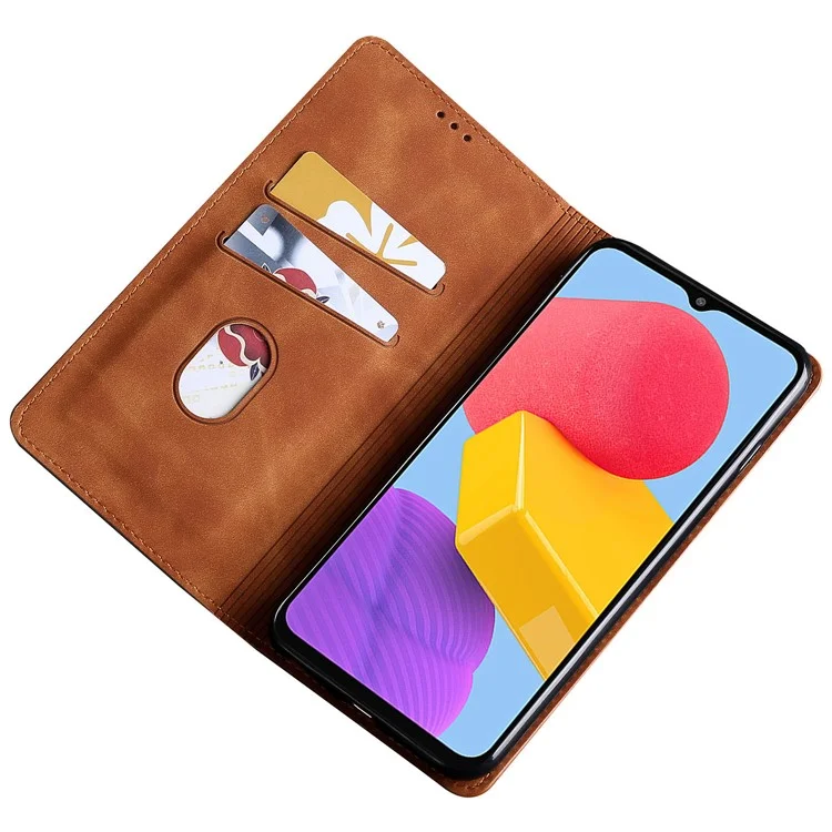 For Samsung Galaxy S24 Ultra Case Stand Card Slots PU Leather Folio Flip Phone Cover - Light Brown