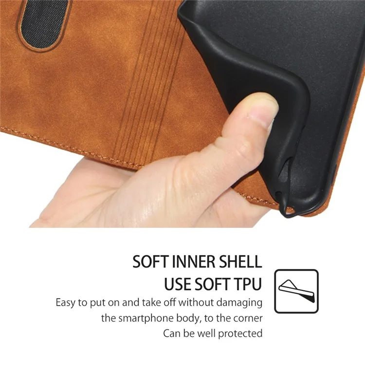 For Samsung Galaxy S24 Ultra Case Stand Card Slots PU Leather Folio Flip Phone Cover - Light Brown