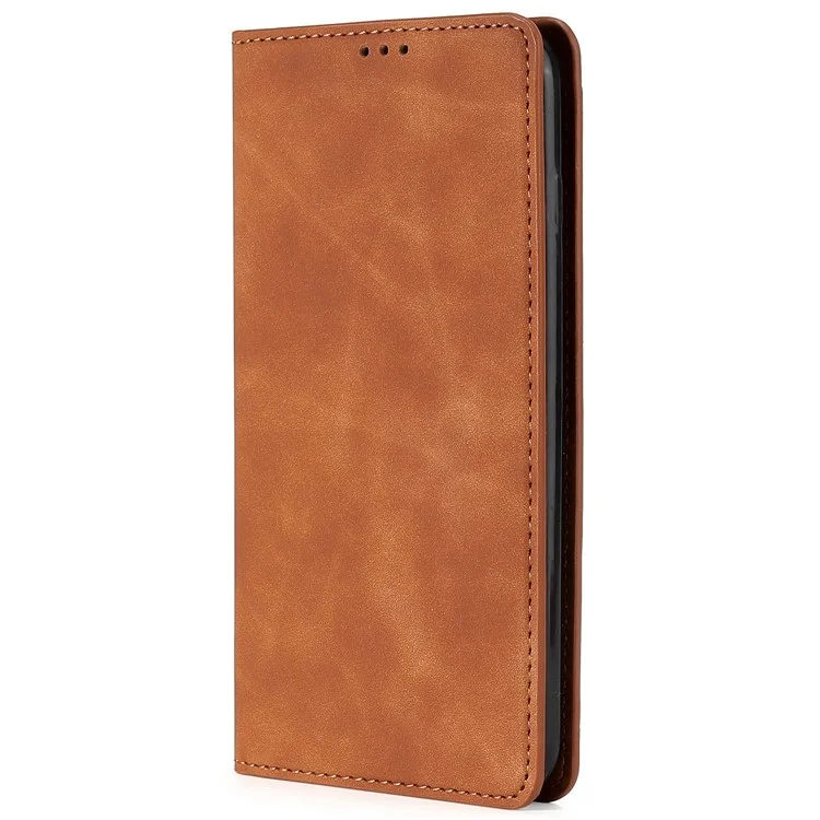 For Samsung Galaxy S24 Ultra Case Stand Card Slots PU Leather Folio Flip Phone Cover - Light Brown