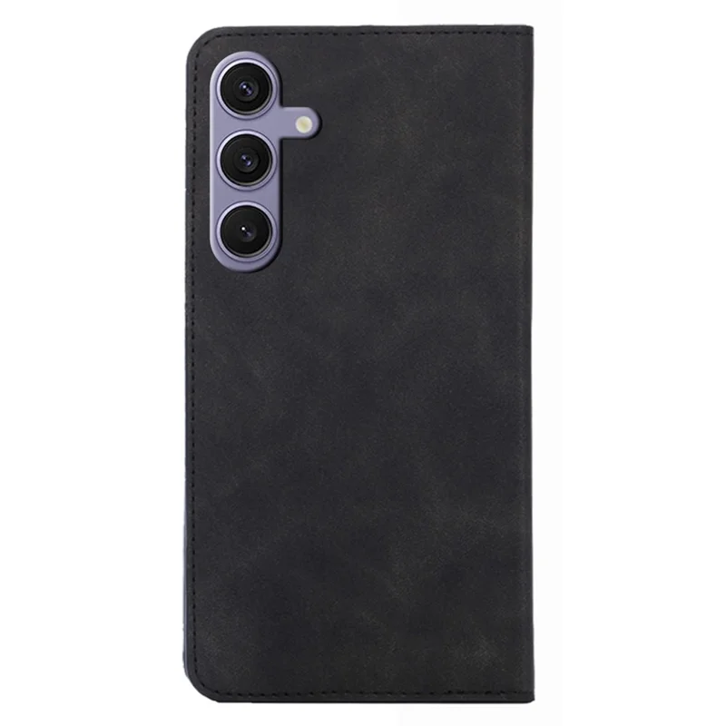 For Samsung Galaxy S24 Case Magnetic Closing Leather Phone Cover with Card Holder - Black