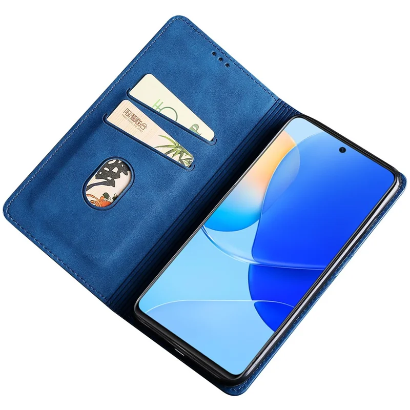 For Honor Magic6 Pro 5G Magnetic Case Anti-scratch Stand Card Holder Phone Cover - Blue
