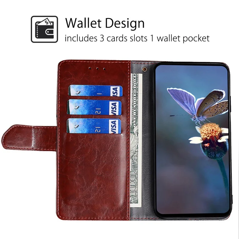For Honor Magic6 Pro 5G Leather Case Geometric Splicing Phone Cover with Wallet - Dark Brown