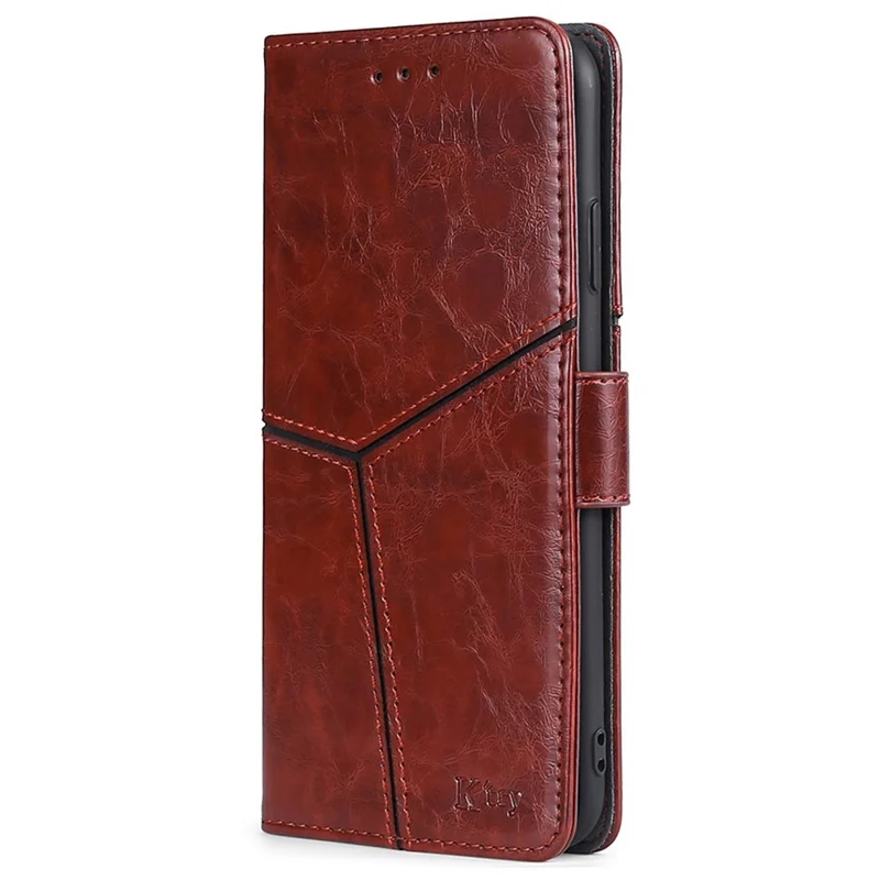 For Honor Magic6 Pro 5G Leather Case Geometric Splicing Phone Cover with Wallet - Dark Brown