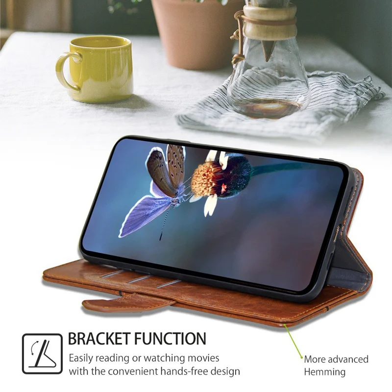 For Oppo Find X7 Ultra Case Geometric Splicing Wallet Stand Cell Phone Cover - Light Brown