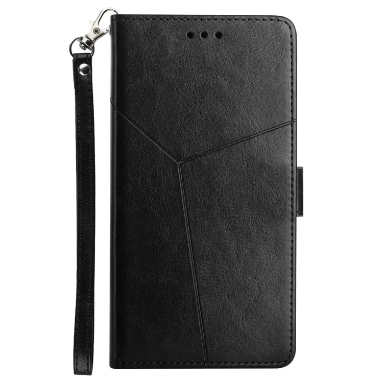HT01 Für Sony Xperia 10 VI Wallet Case Y-förmige Linien Geprägte Leder-Handyhülle - Schwarz