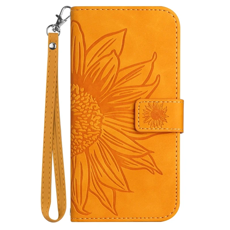HT04 Para Sony Xperia 10 VI Estuche de Cuero con Correa de Muñeca Cubierta de Teléfono Girasol - Amarillo