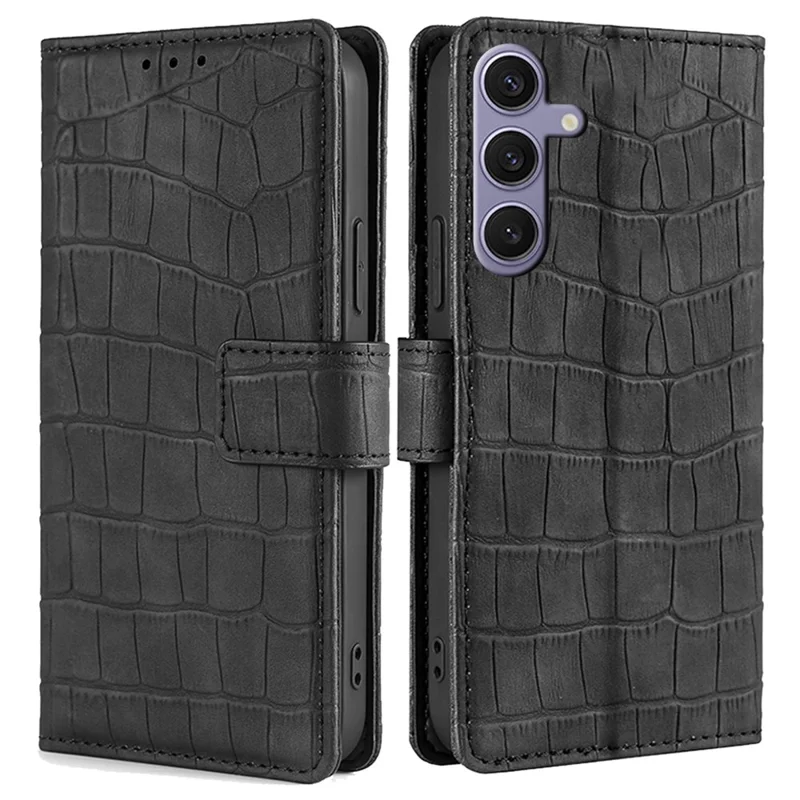 For Samsung Galaxy S24+ Wallet Case Crocodile Texture Leather Phone Cover - Black