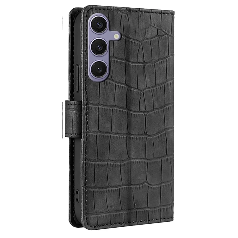 For Samsung Galaxy S24+ Wallet Case Crocodile Texture Leather Phone Cover - Black