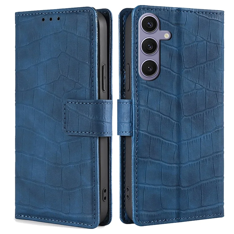 Für Samsung Galaxy S24 Case Card Slots Wallet PU Leder Krokodilleder Textur Handyhülle - Blau