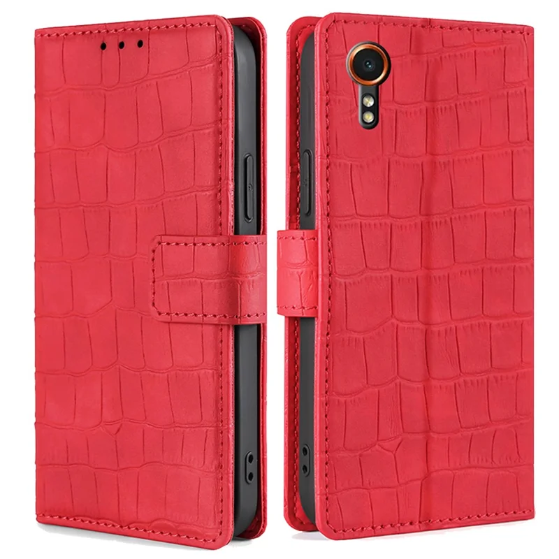 For Samsung Galaxy Xcover7 Case Crocodile Texture Leather Wallet Phone Cover - Red