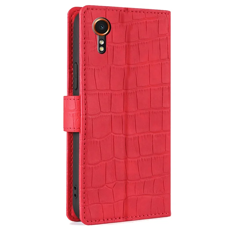For Samsung Galaxy Xcover7 Case Crocodile Texture Leather Wallet Phone Cover - Red