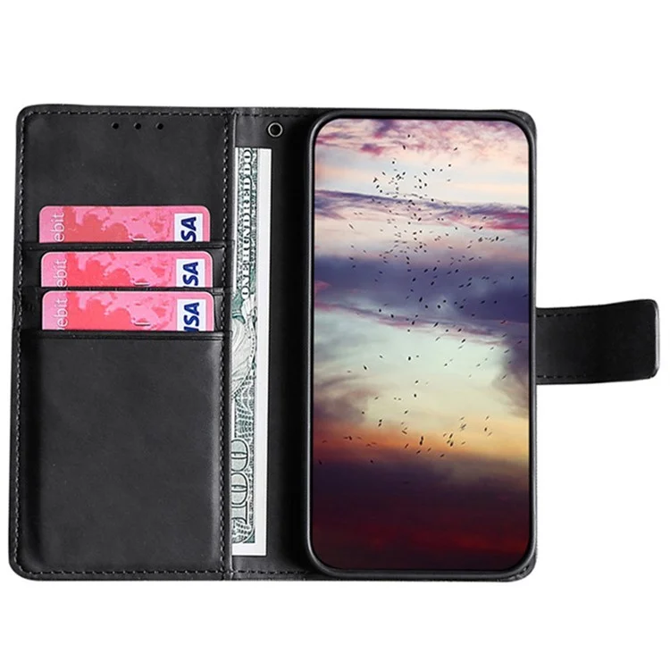 For Honor Magic6 Pro 5G Case Crocodile Texture 3 Card Slots Flip Stand Phone Cover - Black