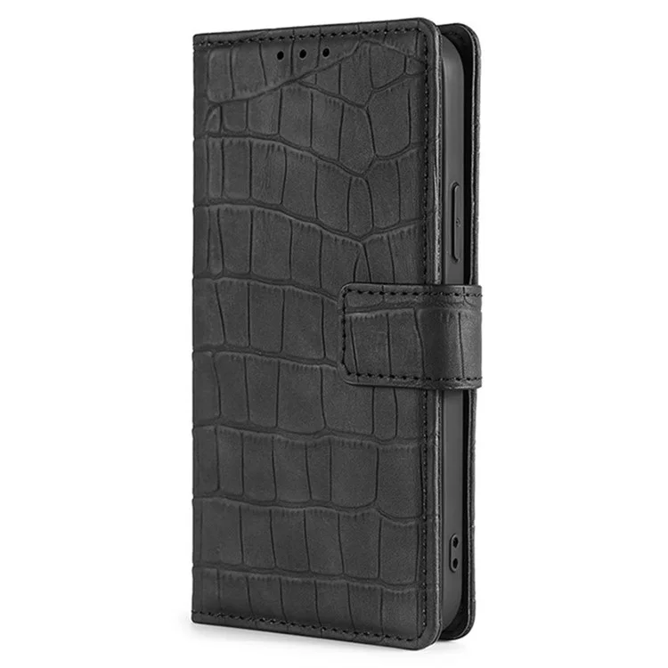 For Honor Magic6 Pro 5G Case Crocodile Texture 3 Card Slots Flip Stand Phone Cover - Black