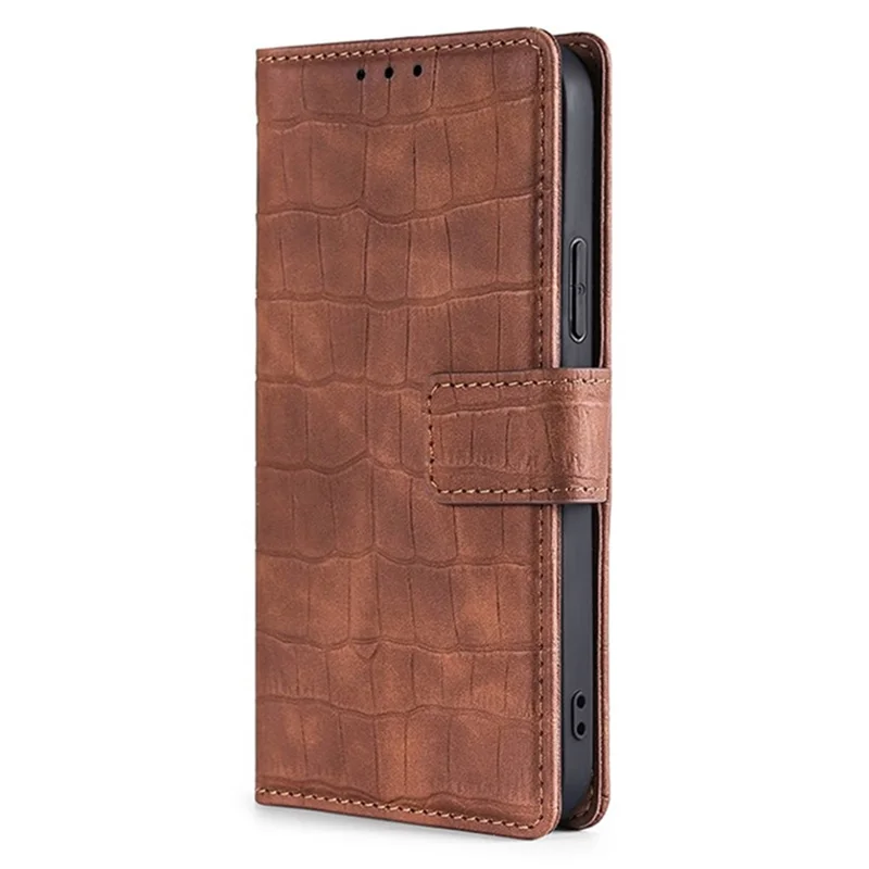 For Huawei nova 12 5G Case Crocodile Texture Leather Wallet Cover with Magnetic Clasp - Brown