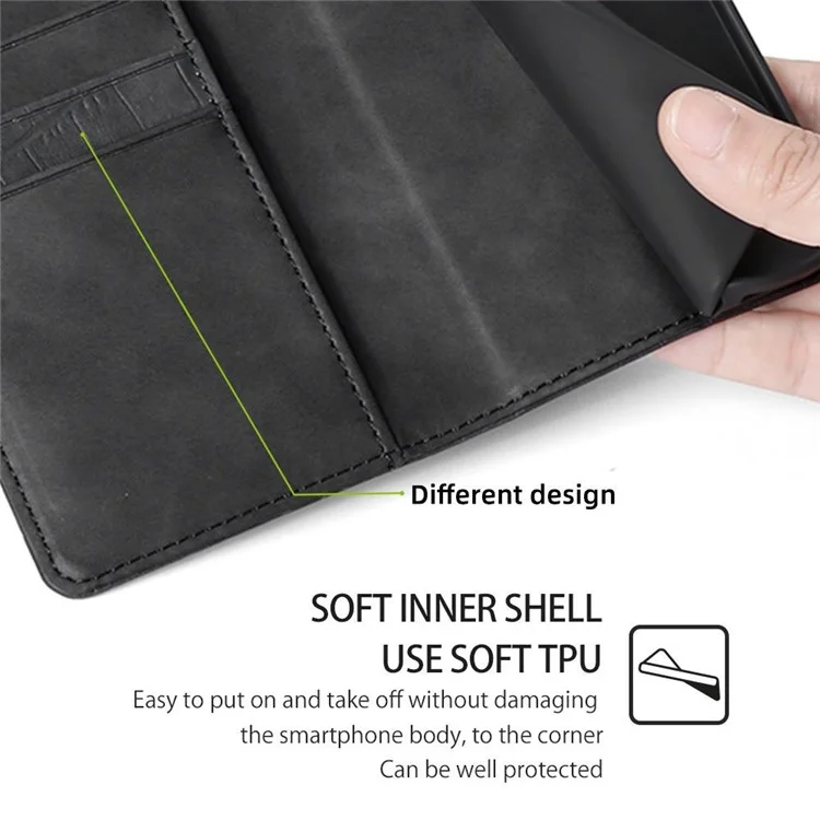 Für Realme GT5 Pro 5G Wallet Case Krokodil-Textur Leder Flip Phone Cover - Schwarz