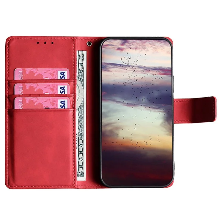 For Motorola Moto G Play (2024) 4G Case Crocodile Texture Wallet Smart Phone Cover - Red