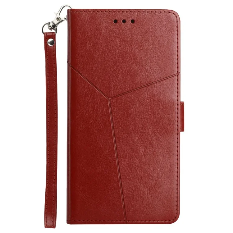HT01 Per Sony Xperia 1 VI Custodia Antiurto con Linee a Y Stampate Custodia Wallet per Telefono - Marrone