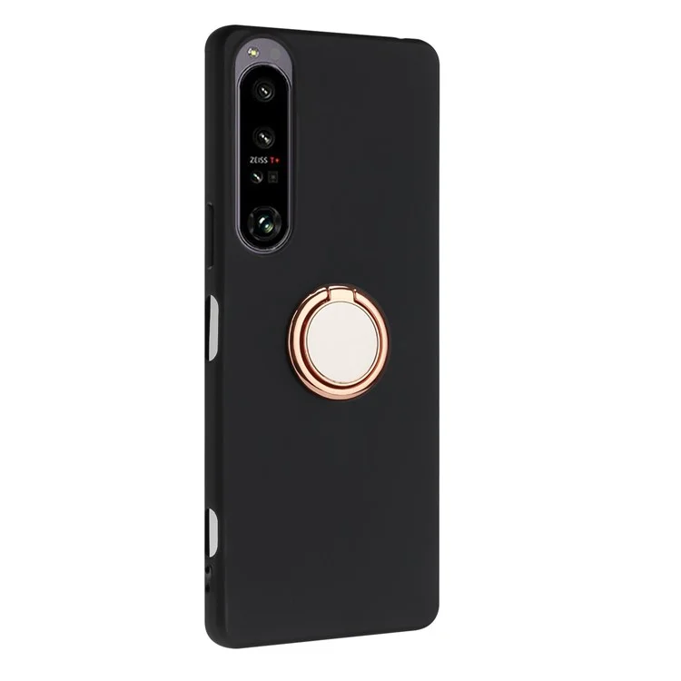 For Sony Xperia 1 VI Cell Phone Cases Matte Soft TPU Cover with Ring Holder Kickstand - Rose Gold