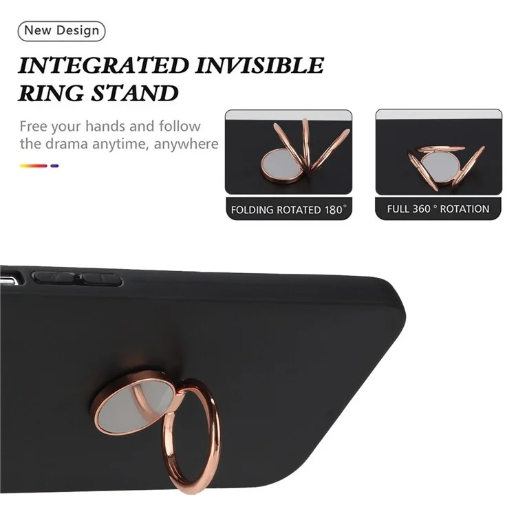 For Sony Xperia 1 VI Cell Phone Cases Matte Soft TPU Cover with Ring Holder Kickstand - Rose Gold
