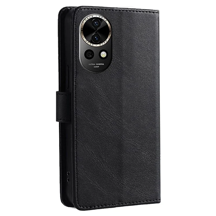 Para Huawei nova 12 5G Anti-Drop Phone Case Calf Texture PU Leather Wallet Stand Cover - Black