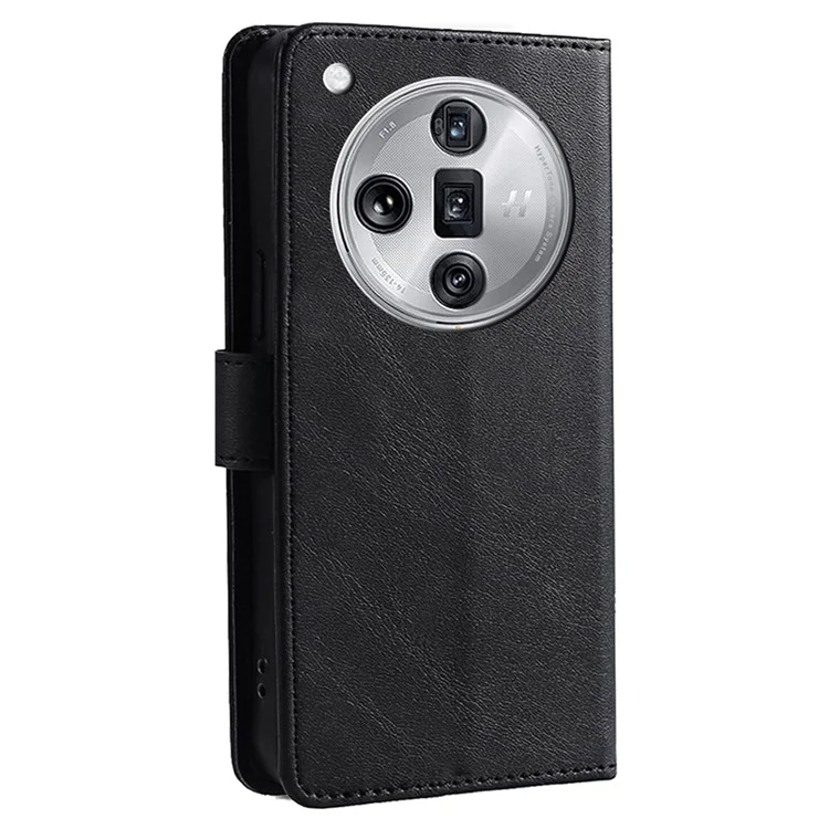 Pour Oppo Find X7 Ultra Coque Texture Veau Cuir PU Portefeuille Fente Carte Flip Cover Phone - Noir