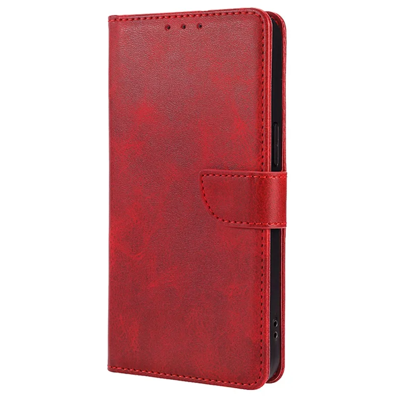 For Oppo Find X7 5G Case Calf Texture Leather Wallet Stand Cover with Magnetic Clasp - Red