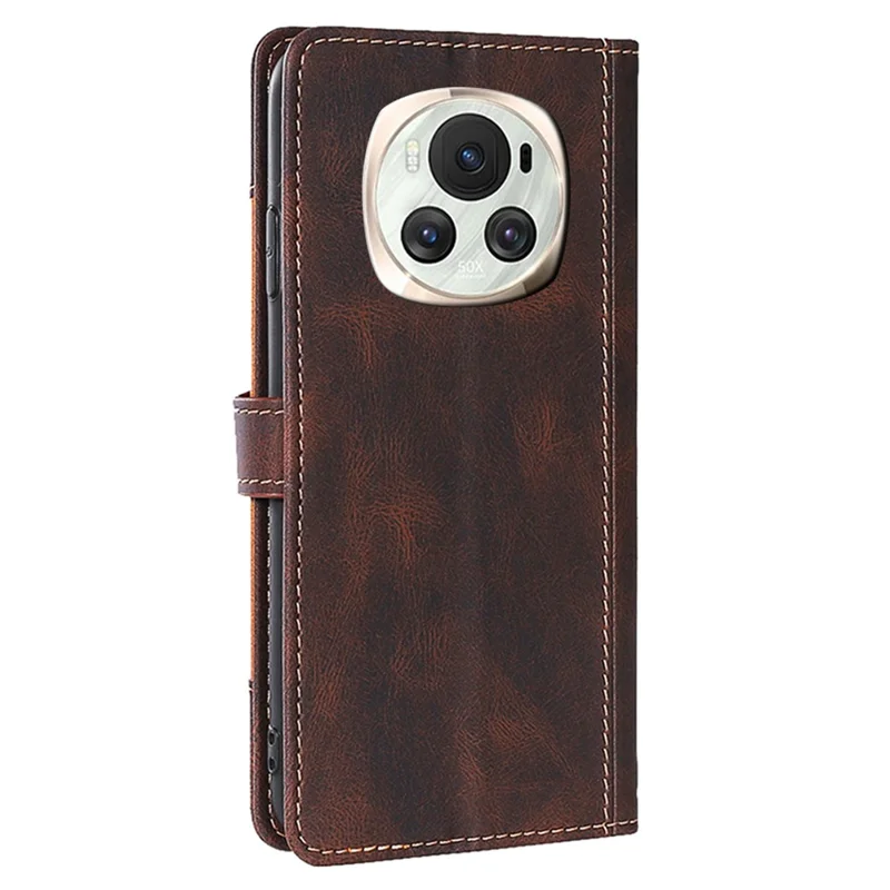 For Honor Magic6 5G Case Straw Hat Pattern Wallet Anti-fall Leather Phone Cover - Brown