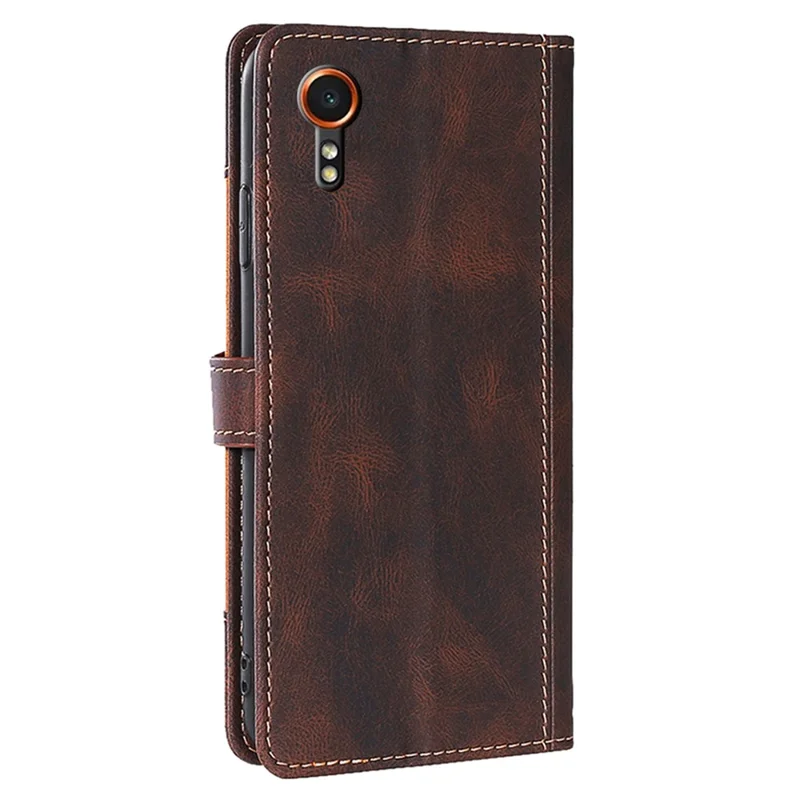 For Samsung Galaxy Xcover7 PU Leather Cover Stand Wallet Shockproof Phone Case - Brown