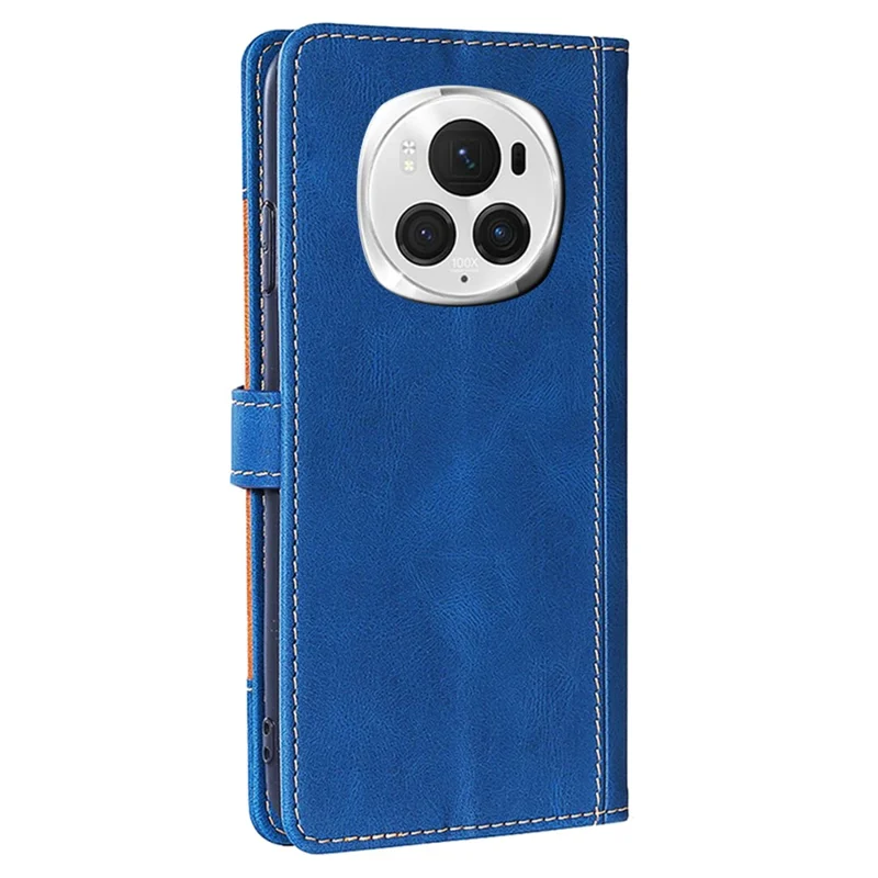 For Honor Magic6 Pro 5G Cell Phone Case Straw Hat Pattern Stand Wallet Leather Cover - Blue