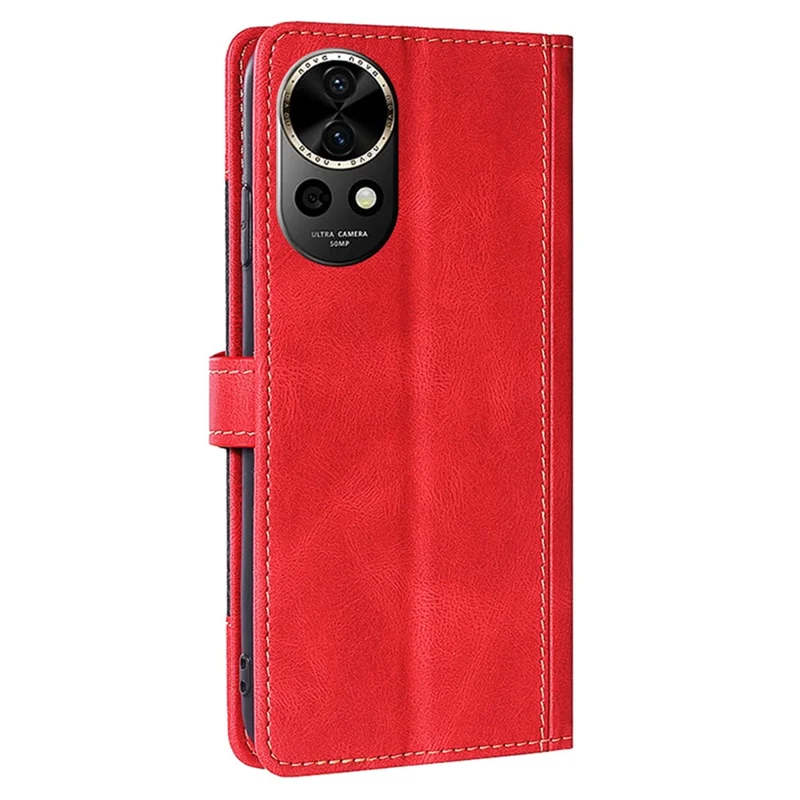 For Huawei nova 12 5G Wallet Case Straw Hat Pattern Stand Leather Phone Cover - Red