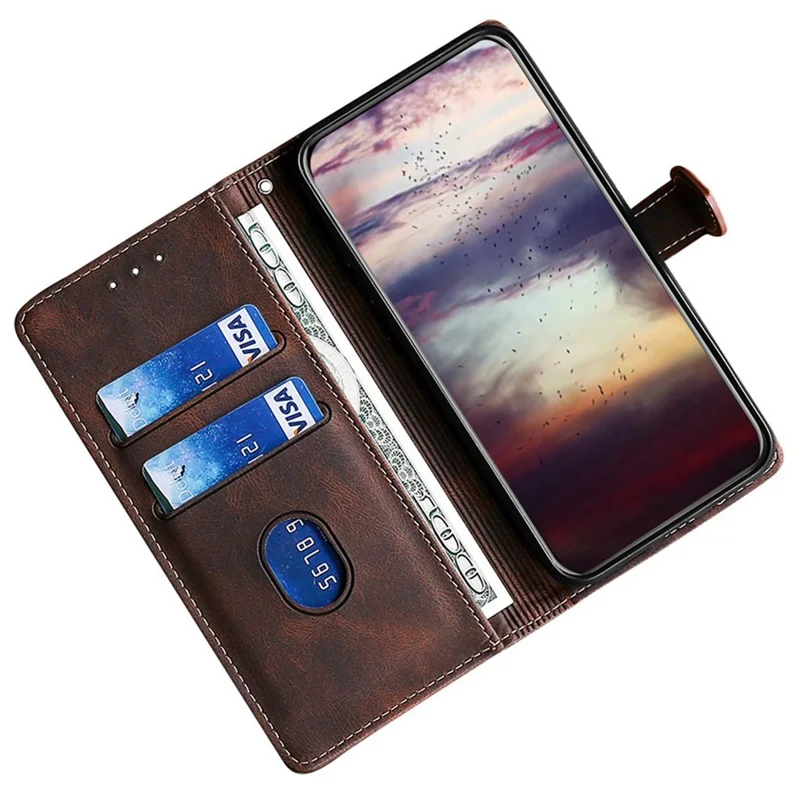 For Realme GT5 Pro 5G Phone Case Straw Hat Pattern Wallet Stand Leather Cover - Brown