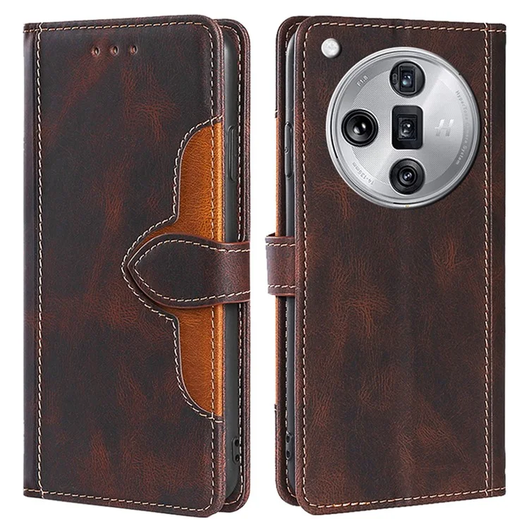Para Oppo Find X7 Ultra Carteira Case Straw Hat Pattern PU Leather Phone Cover - Marrom