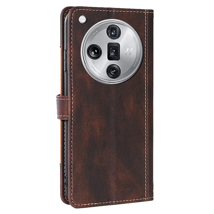 Para Oppo Find X7 Ultra Carteira Case Straw Hat Pattern PU Leather Phone Cover - Marrom