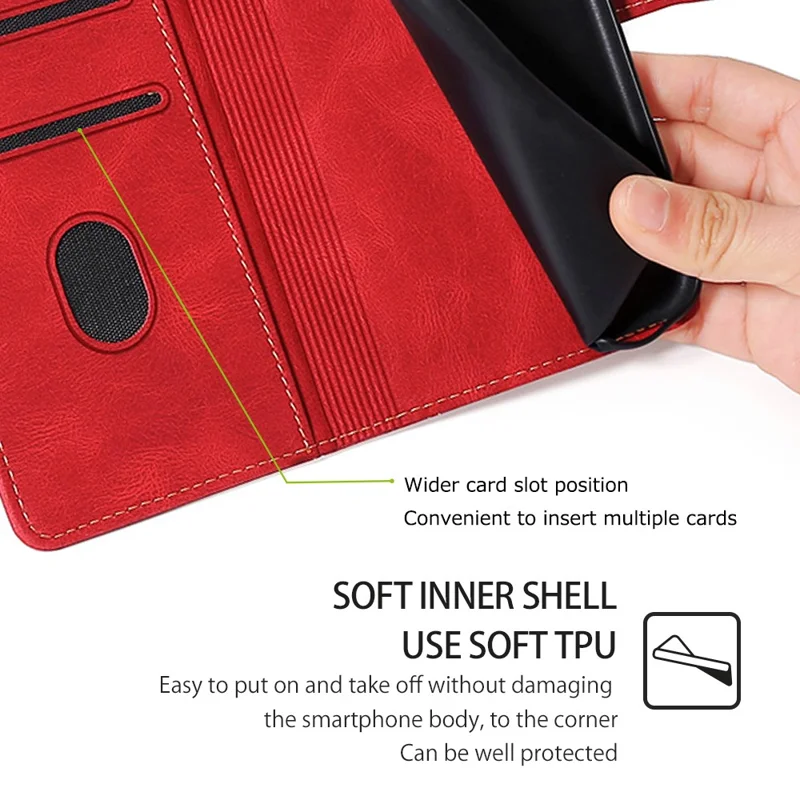 For Oppo Find X7 Ultra Wallet Case Straw Hat Pattern PU Leather Phone Cover - Red