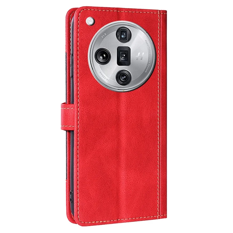 For Oppo Find X7 Ultra Wallet Case Straw Hat Pattern PU Leather Phone Cover - Red