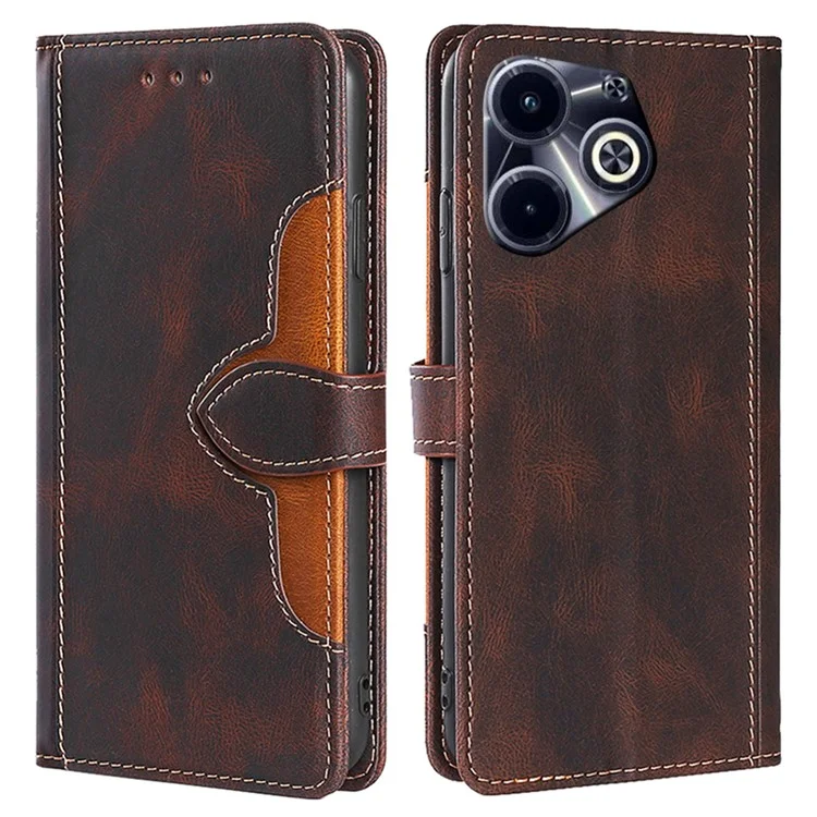 Für Infinix Hot 40i Wallet Case Strohhut-Muster Ständer Leder Handyhülle - Braun