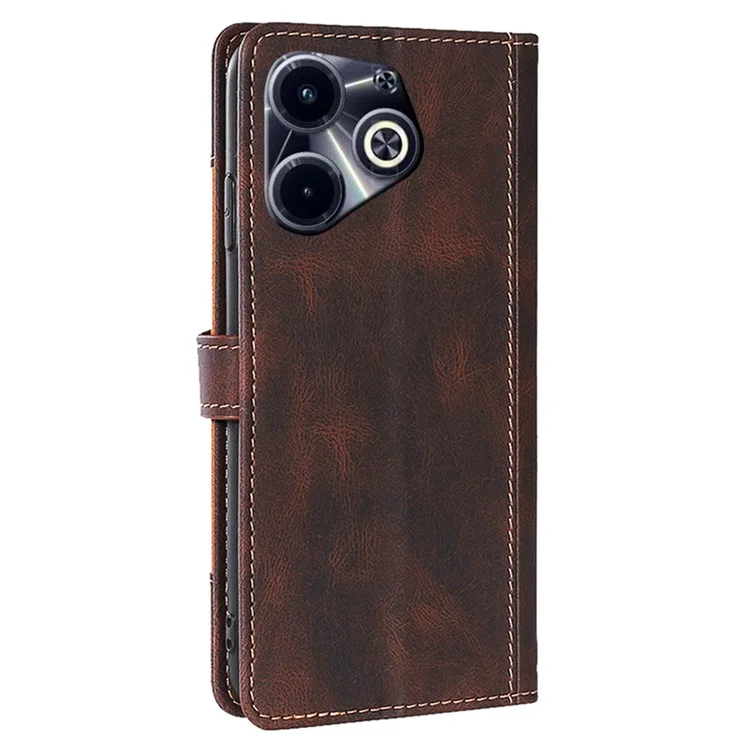 Für Infinix Hot 40i Wallet Case Strohhut-Muster Ständer Leder Handyhülle - Braun