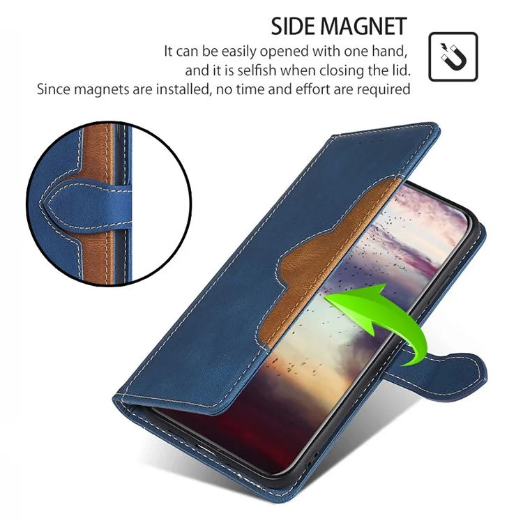 For Motorola Moto G Play (2024) 4G Case Skin-Feel Leather Wallet Stand Phone Cover - Blue