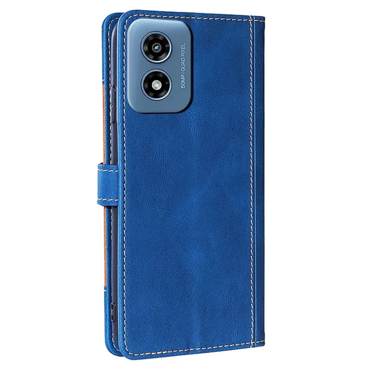 For Motorola Moto G Play (2024) 4G Case Skin-Feel Leather Wallet Stand Phone Cover - Blue