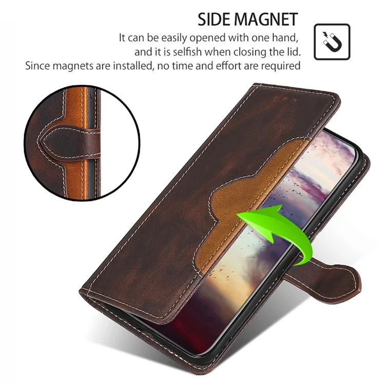 Pour Oppo Find X7 5G Étui de téléphone antichoc Support de téléphone Étui en cuir PU Portefeuille - Marron