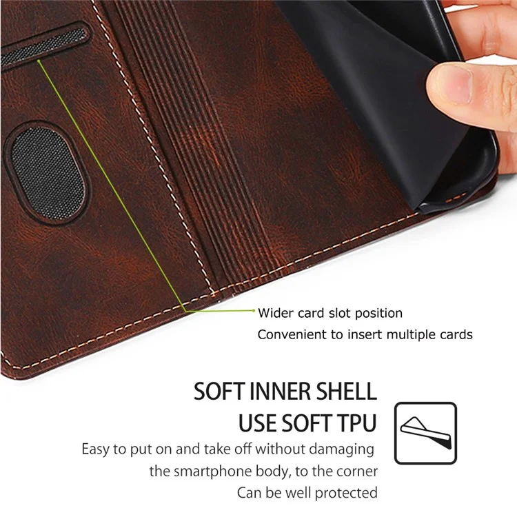 Pour Oppo Find X7 5G Étui de téléphone antichoc Support de téléphone Étui en cuir PU Portefeuille - Marron