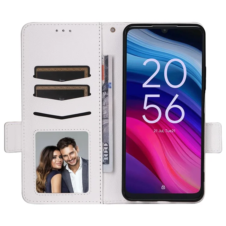 Para TCL 50 5G Funda Magnética de Piel PU con Soporte de Visualización - Blanco