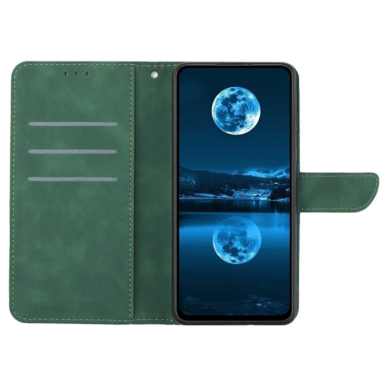HT05 For Realme C65 4G Case Lines Imprinted PU Leather Anti-fall Phone Cover - Green