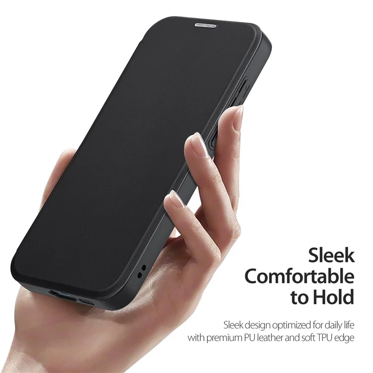 Dux Ducis Skin X Pro Für Samsung Galaxy A55 5G Magnetic Phone Hülle Lederkarten -slots Flip Cover - Schwarz