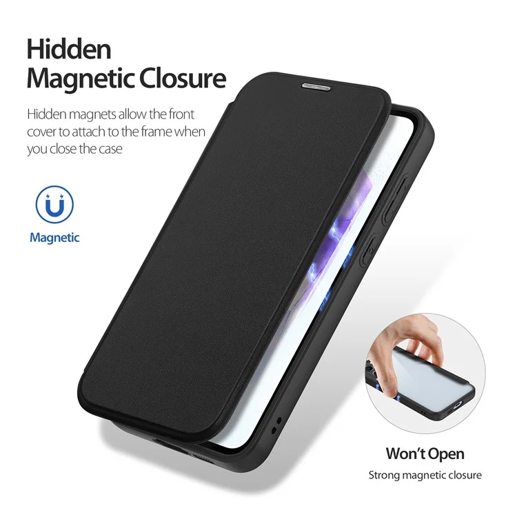 Dux Ducis Skin X Pro Für Samsung Galaxy A55 5G Magnetic Phone Hülle Lederkarten -slots Flip Cover - Schwarz