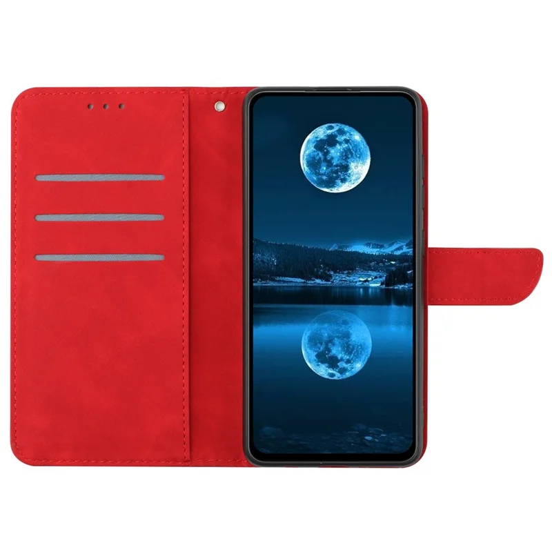 HT05 For Samsung Galaxy M55 5G / C55 5G / F55 5G Case Lines Imprinted Leather Wallet Stand Cover - Red
