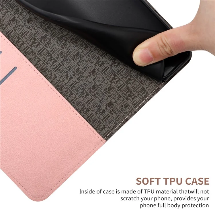 HT06 For iPhone 16e Drop-Proof Phone Case Rhombus Pattern PU Leather Wallet Cover - Pink